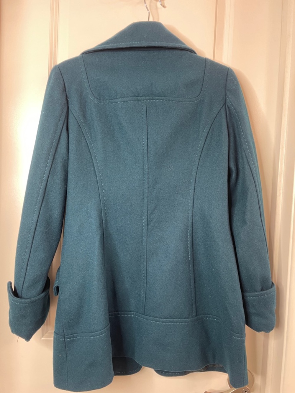 Guess Teal Double-Breasted Wool-Blend Peacoat - Picture 4 of 9
